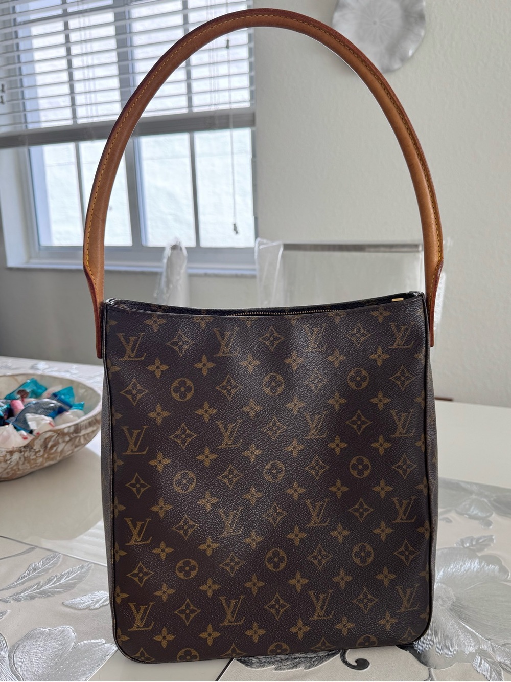 LOUIS VUITTON Looping GM Shoulder Bag Monogram Canvas Brown